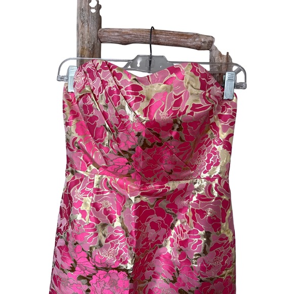 Lilly Pulitzer Raya strapless dress metallic Pirates Boutonniere jacquard size 2 - Picture 6 of 12